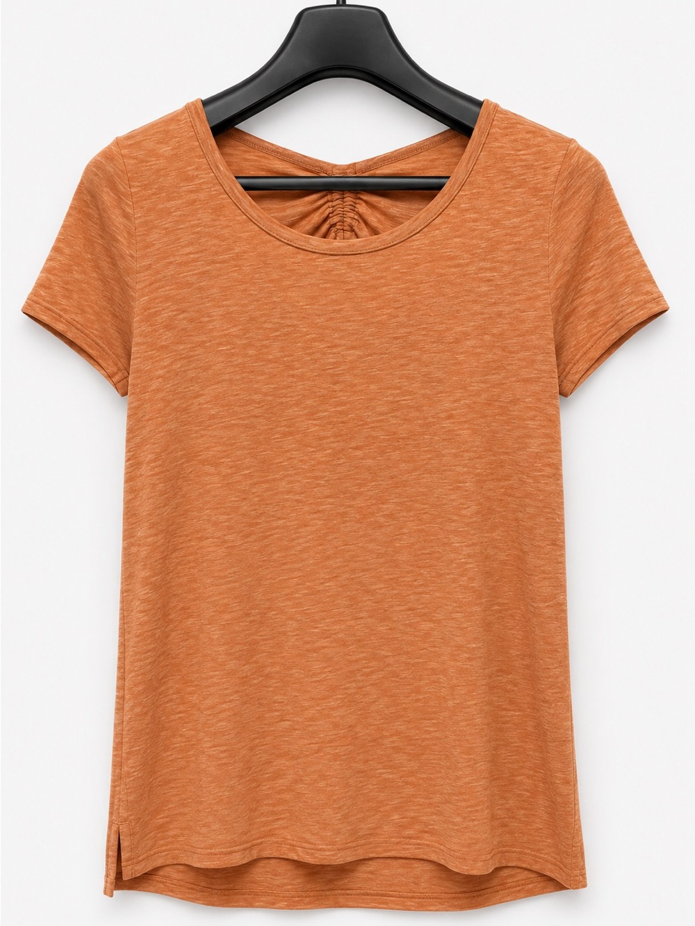 Sonoma Short Sleeve Scoop Neck Tie Back Tee in Burnt Orange